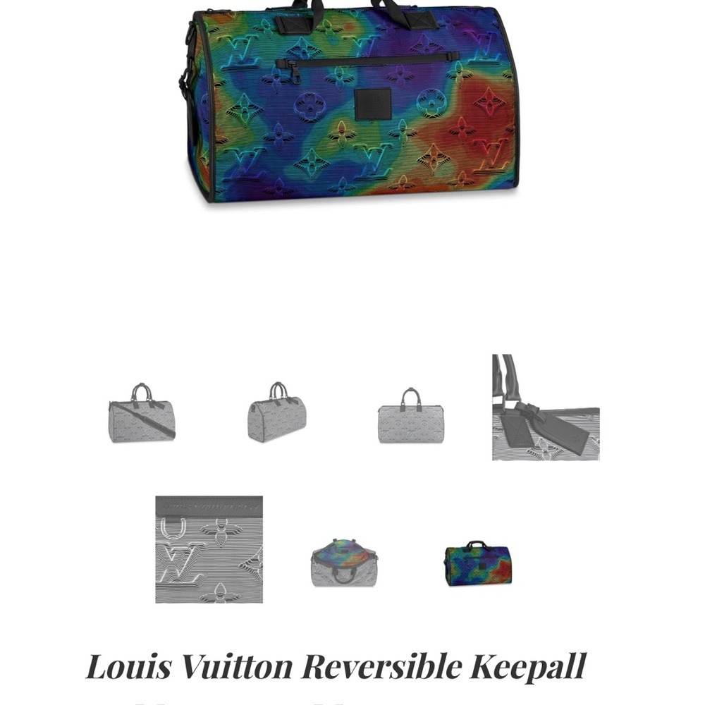 Louis Vuitton Red and Orange Duffel Bag with Geometric Design